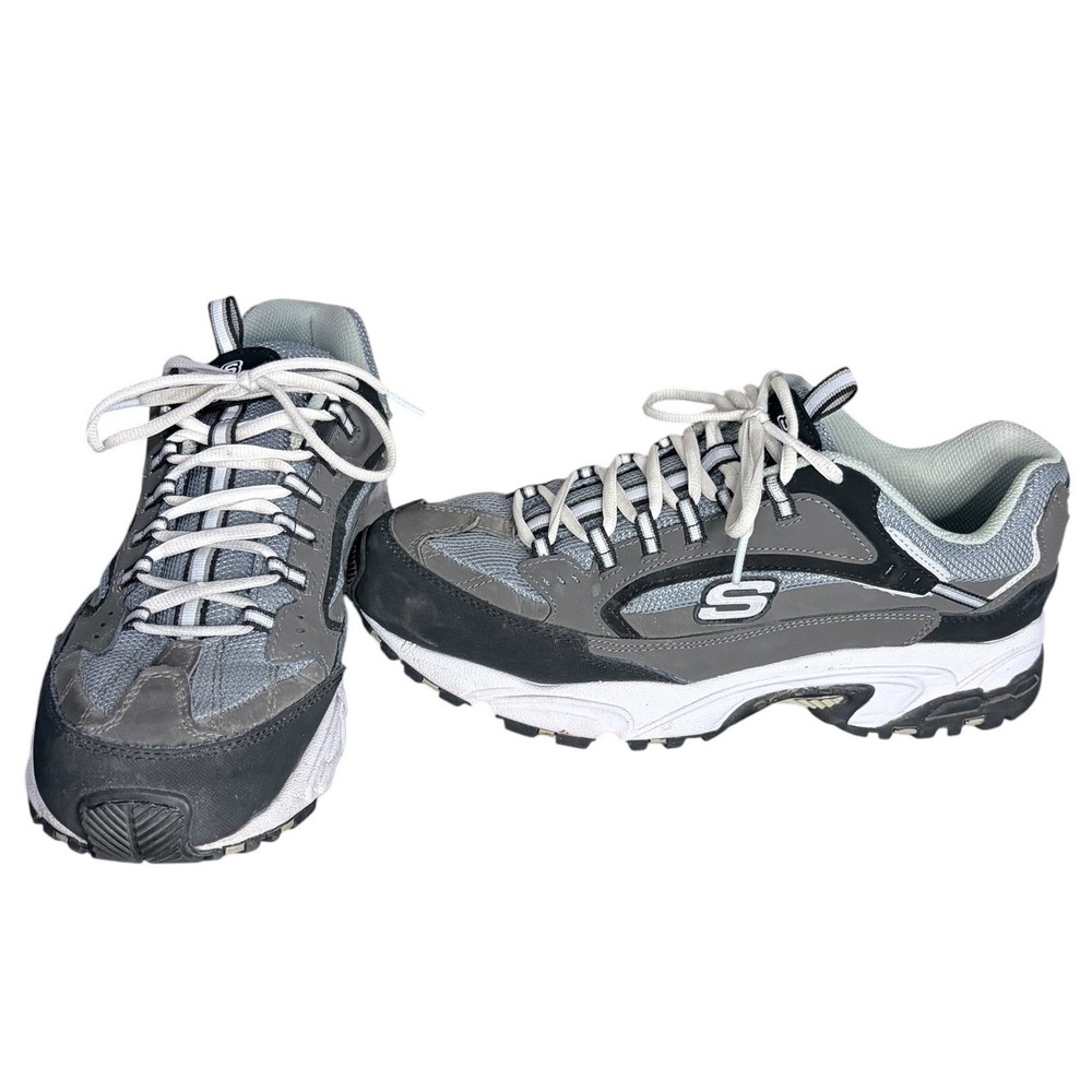 Skechers Charcoal Black SN 50988 Leather Athletic Sneakers Mens Si 13ize